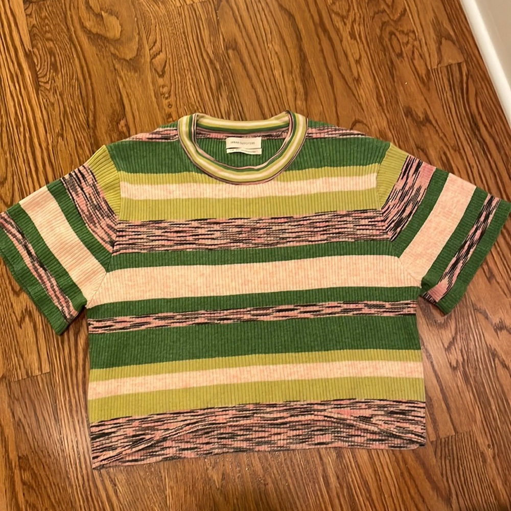 Green Striped Tshirt Urban Outfitters Large Shirt
